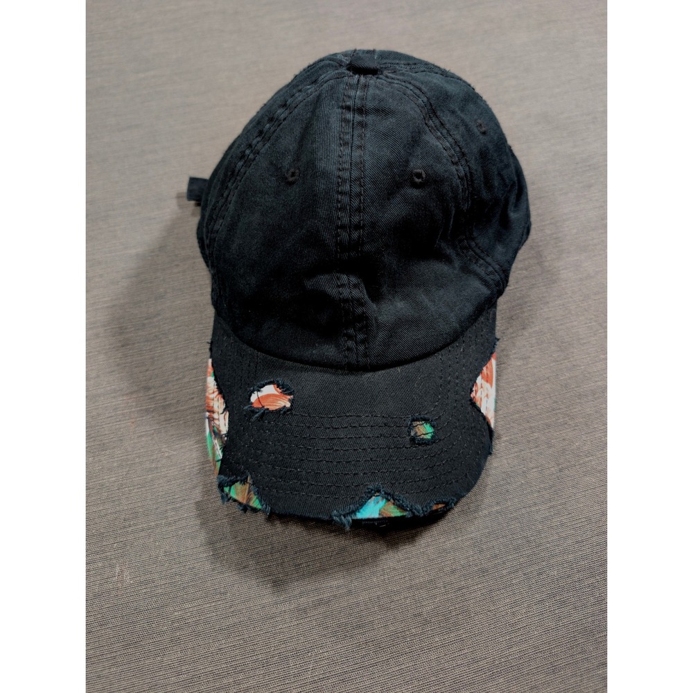 American Needle Distressed Baseball Cap Adjustable Black Floral